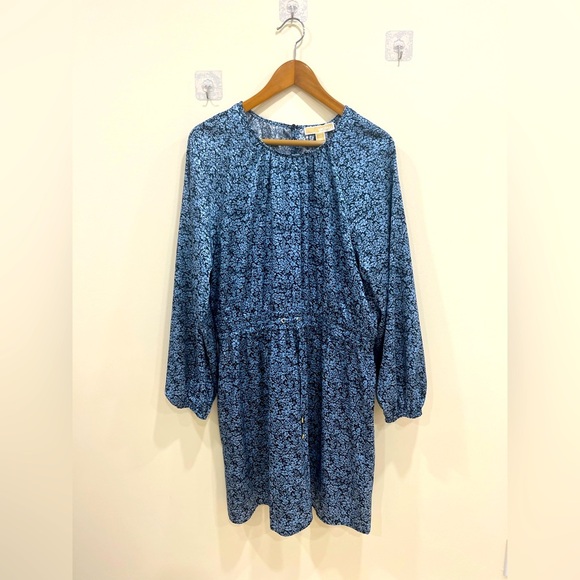 MICHAEL Michael Kors Blue Tiered Bishop Sleeve Sundress - Picture 1 of 6